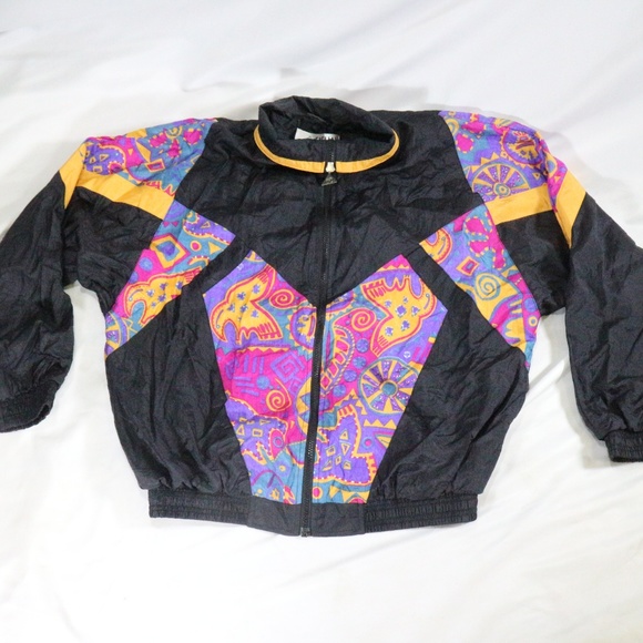 Casual Isle Jackets & Blazers - VTG CASUAL ISLE Patterned Color Block Windbreaker